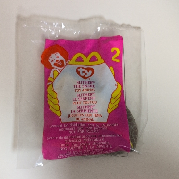 🩵3/$20🩵 Ty Teeny Beanie Baby Slither The Snake, Sealed McDonald's, Y2k - Picture 2 of 2
